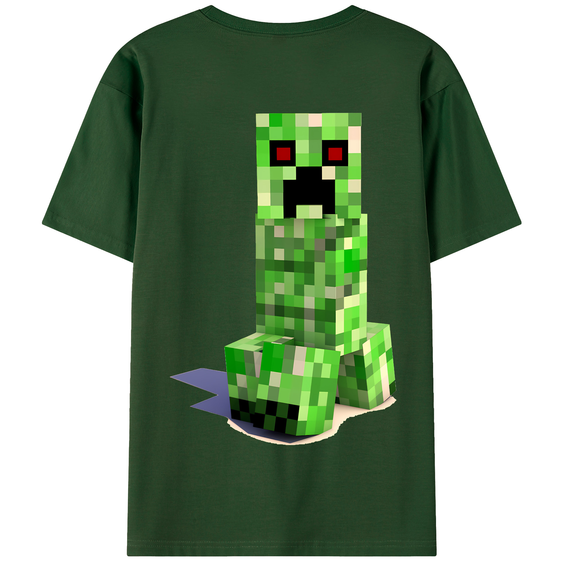 （画像用） マインクラフト ブロックの世界 Minecraft MC Block world 綿100％半袖Tシャツ（背面プリント）